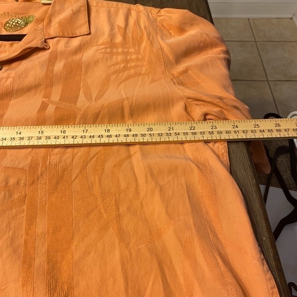 Caribbean Men orange button down  silk and cotton blend shirt sleeve  top size M - Picture 7 of 8